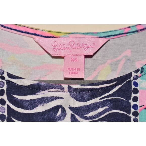 LILLY PULITZER $178 3/4 Sleeve Ophelia Shift Dress Bright Navy Al Fresco XS - Picture 3 of 3